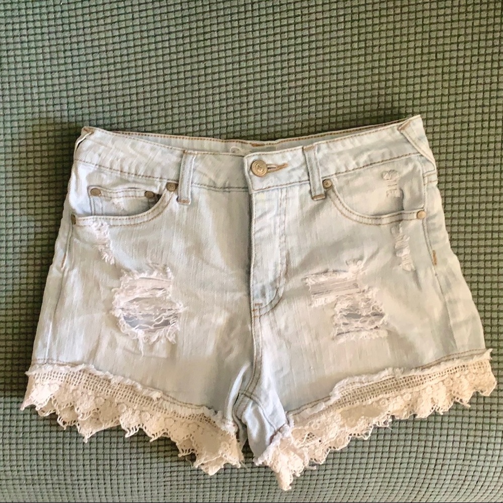 Altar’D State crocheted denim shorts